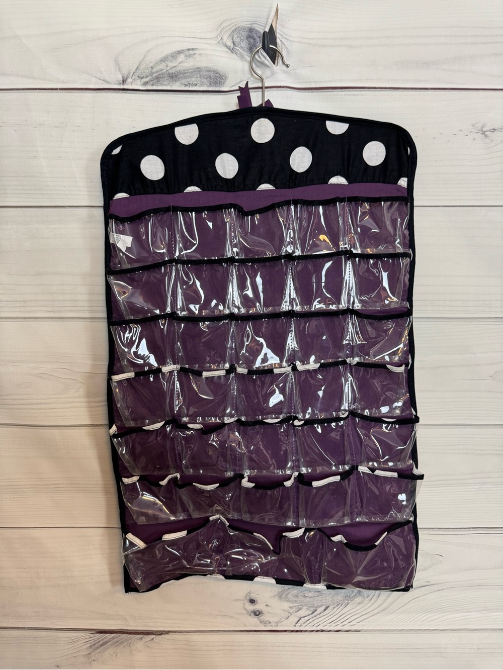Polka Dot Hanging Jewelry Organizer - Purple
